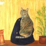 Peinture intitulée "Le chat du voisin !" par Lebreton-Hays, Œuvre d'art originale, Acrylique