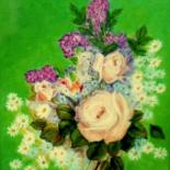Peinture intitulée "Bouquet de fleurs" par Lebreton-Hays, Œuvre d'art originale, Acrylique