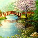 Peinture intitulée "le jardin japonais…" par Lebreton-Hays, Œuvre d'art originale, Acrylique