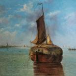 Peinture intitulée "Marine fin XIXeme p…" par Jean De Coster, Œuvre d'art originale, Huile Monté sur Châssis en bois