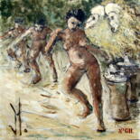 Peinture intitulée "N'GIL" par Jean Edmond Tropet, Œuvre d'art originale, Huile Monté sur Châssis en bois