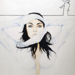 Malarstwo zatytułowany „Blanc passion” autorstwa Jean-François Rousselot, Oryginalna praca, Olej Zamontowany na Drewniana ra…