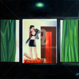 Картина под названием "Fenêtre sur cour" - Jean-Jacques Venturini, Подлинное произведение искусства, Масло Установлен на Дер…