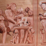 Painting titled "Kamasutra/3" by Jean-Jacques Venturini, Original Artwork, Oil Mounted on Wood Panel