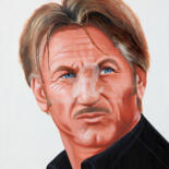 Painting titled "Sean Penn" by Jean-Jacques Venturini, Original Artwork, Oil Mounted on Wood Stretcher frame