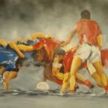 「Rugby 111」というタイトルの絵画 Jean-Luc Garciaによって, オリジナルのアートワーク, アクリル ウッドストレッチャーフレームにマウント