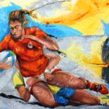 Peinture intitulée "1189 Rugby au fémin…" par Jean-Luc Lopez, Œuvre d'art originale, Acrylique Monté sur Châssis en bois