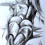 Painting titled "519 : Nue de lecture" by Jean-Luc Lopez, Original Artwork, Ink