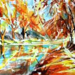 Painting titled "259 Canal d' automne" by Jean-Luc Lopez, Original Artwork, Watercolor