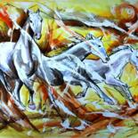 Painting titled "Camargue nocturne" by Jean-Luc Lopez, Original Artwork, Ink