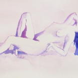 Peinture intitulée "Nu allongé 2" par Jean-Noël Le Junter, Œuvre d'art originale, Aquarelle Monté sur Carton