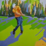 Peinture intitulée "Golfeur" par Jean-Noël Le Junter, Œuvre d'art originale, Huile Monté sur Châssis en bois