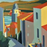 Peinture intitulée "Collioure" par Jean-Noël Le Junter, Œuvre d'art originale, Huile Monté sur Châssis en bois