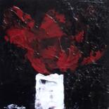 Painting titled "Rouge garance" by Jean-Pierre Duquaire, Original Artwork, Acrylic Mounted on Wood Stretcher frame