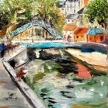 Painting titled "PARIS LE CANAL ST M…" by Jean Pierre Jumeaux, Original Artwork, Oil