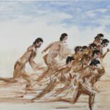 Ζωγραφική με τίτλο ""La courseà pied, à…" από Jean-Pierre Missistrano, Αυθεντικά έργα τέχνης, Ακουαρέλα