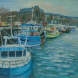 Painting titled "Port de Dieppe" by Jean Quéméré, Original Artwork, Oil