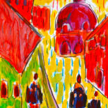 Peinture intitulée "Banlieue ville" par Jean Mirre, Œuvre d'art originale, Huile