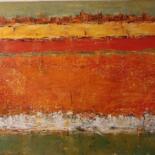 Painting titled "Verte Orange" by Jeanne-Marie Delbarre, Original Artwork, Acrylic Mounted on Wood Stretcher frame