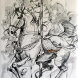 Dessin intitulée "Le carrousel de Mil…" par Jeanne Saint Chéron, Œuvre d'art originale, Fusain