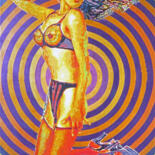 Painting titled "Torpedo Girl Drying…" by Jeff Cornish, Original Artwork, Acrylic