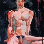 Schilderij getiteld "Male Nude" door Jelena Djokic, Origineel Kunstwerk, Aquarel