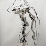 Dibujo titulada "Male Nude XVI" por Jelena Djokic, Obra de arte original, Tinta