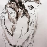 Drawing titled "The Embrace XII" by Jelena Djokic, Original Artwork, Ink