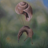 Peinture intitulée "Escargot Volant" par Jérémy Piquet, Œuvre d'art originale, Huile
