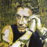 Peinture intitulée "Johnny Halliday" par Jerome Labrunerie (GEO), Œuvre d'art originale, Huile Monté sur Châssis en bois