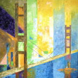 Peinture intitulée "le pont" par Jicé, Œuvre d'art originale, Huile