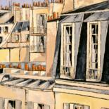 Painting titled "PARIS ROOFTOPS 92 X…" by Jiel, Original Artwork, Oil