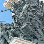 Painting titled "Army Statue, Grand…" by Jim Fischer, Original Artwork, Conté