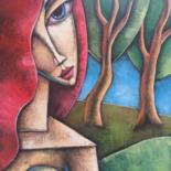 Painting titled "Woman in the nature" by Jiří Petr, Original Artwork, Oil