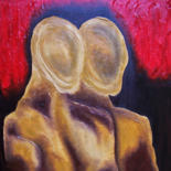 Painting titled "Introspection II" by Jo Moore, Original Artwork, Oil Mounted on Wood Stretcher frame