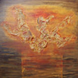 Painting titled "Amber Aura" by Jo Moore, Original Artwork, Oil