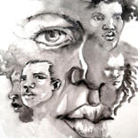 Dessin intitulée "Melting Face" par Joachim Rossignol, Œuvre d'art originale, Aquarelle