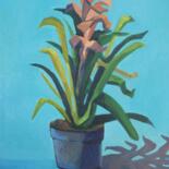 Painting titled "Bromeliad plant" by Joan Mato, Original Artwork, Oil
