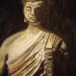 Desenho intitulada "Buda em meditação" por João Bernardo, Obras de arte originais, Pastel