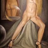 Pintura intitulada "Laura ocultando el…" por Joaquin Sabaté Casanova (Quimet Sabaté Casanova), Obras de arte originais, Óleo…