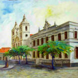 Malerei mit dem Titel "Palácio do Bispo" von Joaz Silva, Original-Kunstwerk, Öl