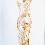 Desenho intitulada "Jeanne, dos, rattac…" por Jocelyne Chauveau, Obras de arte originais, Outro