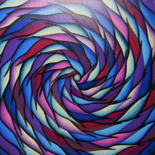 Malarstwo zatytułowany „Spirale bleutée et…” autorstwa Jonathan Pradillon, Oryginalna praca, Akryl Zamontowany na Drewniana…