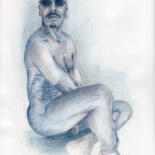 Zeichnungen mit dem Titel "Franck, seated nude…" von Jorge Bandarra, Original-Kunstwerk, Bleistift