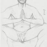 Drawing titled "Skip, nude yoga sea…" by Jorge Bandarra, Original Artwork, Graphite