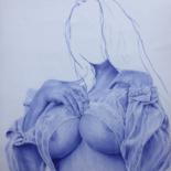 Drawing titled "Louisa II" by José Agube, Original Artwork, Ballpoint pen