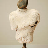 Sculptuur getiteld "Moraine Veinée brun" door Josef Ciesla, Origineel Kunstwerk, Terra cotta