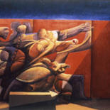 Peinture intitulée "Personnages fugitifs" par José  Herrera, Œuvre d'art originale, Huile