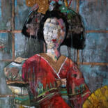 Schilderij getiteld "SERIE GEISHA 00080" door Josep Pozo, Origineel Kunstwerk, Acryl