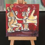 Painting titled "the red: jazz band" by Josephine Bonì, Original Artwork